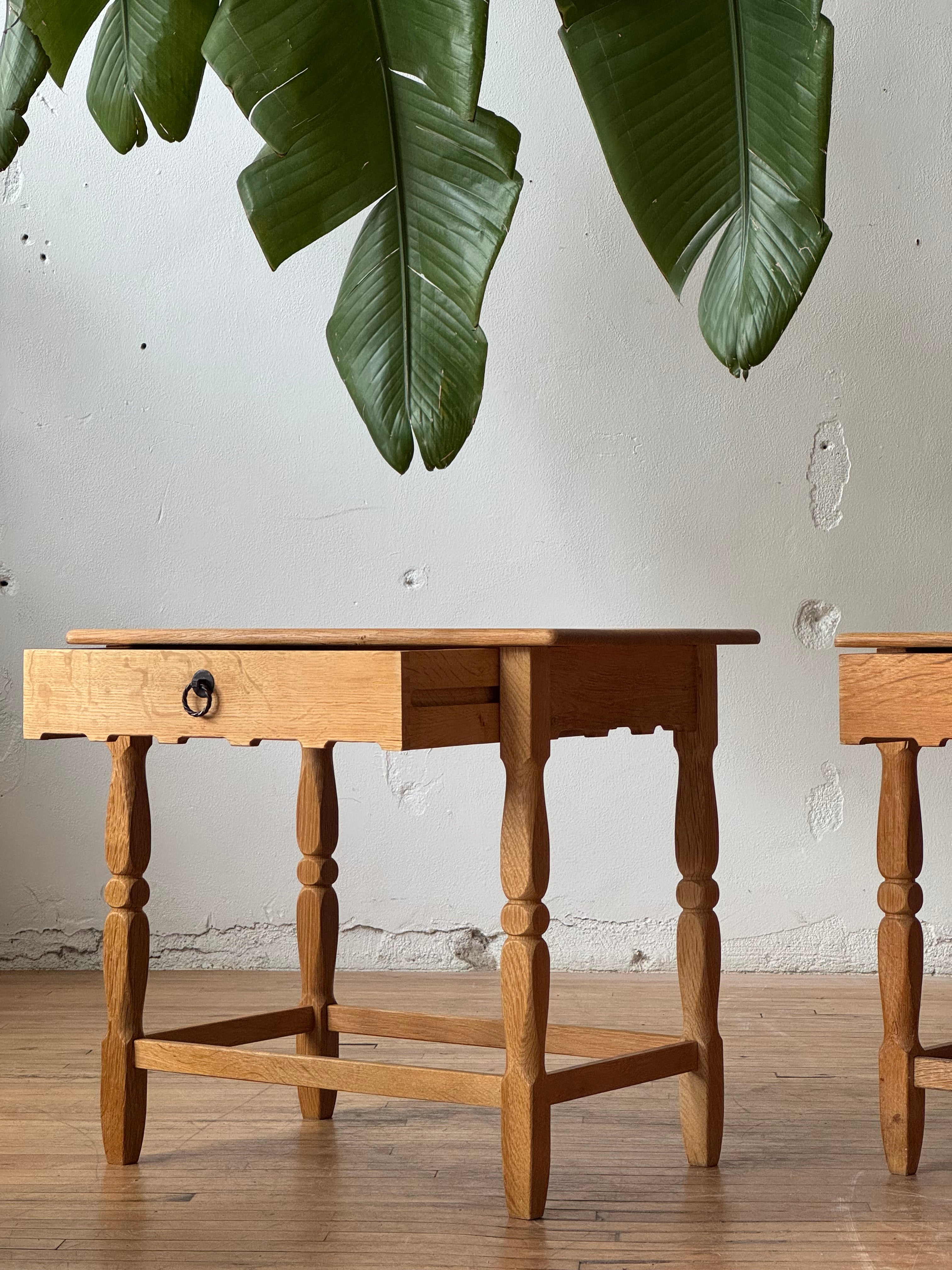 Pair of Oak Side Tables / Bedside Tables by Henning Kjaernulf #3388
