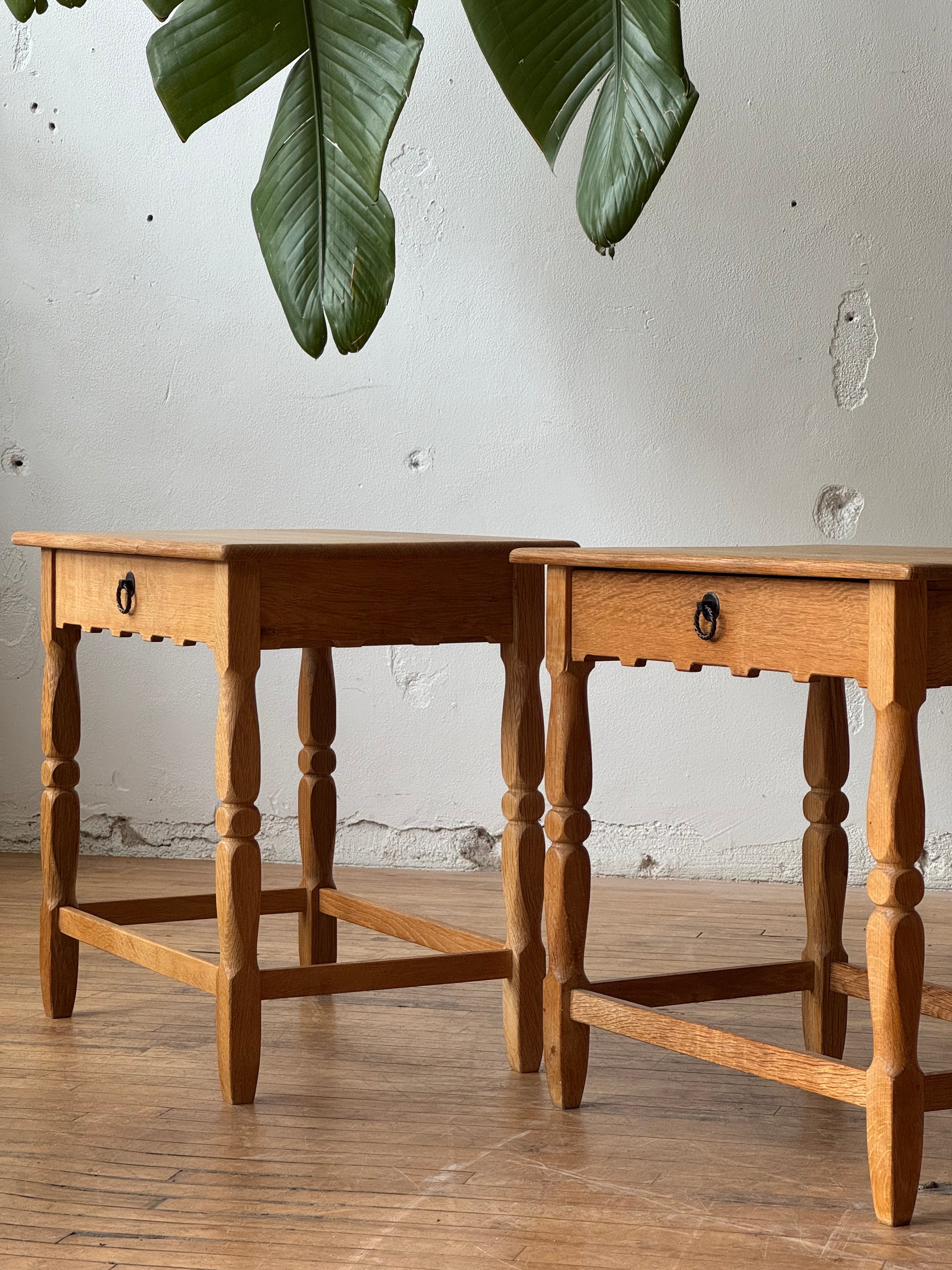 Pair of Oak Side Tables / Bedside Tables by Henning Kjaernulf #3388