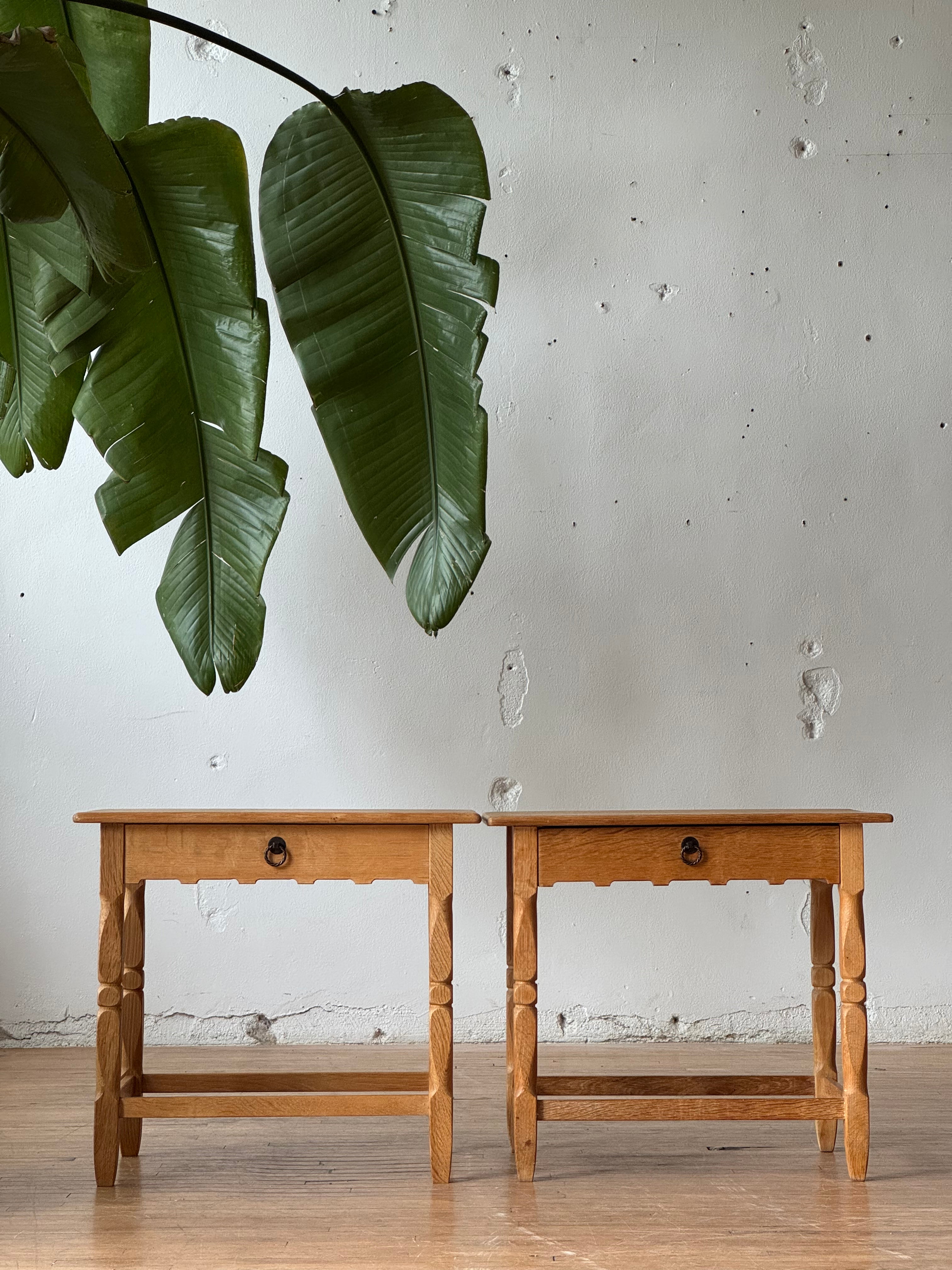 Pair of Oak Side Tables / Bedside Tables by Henning Kjaernulf #3388