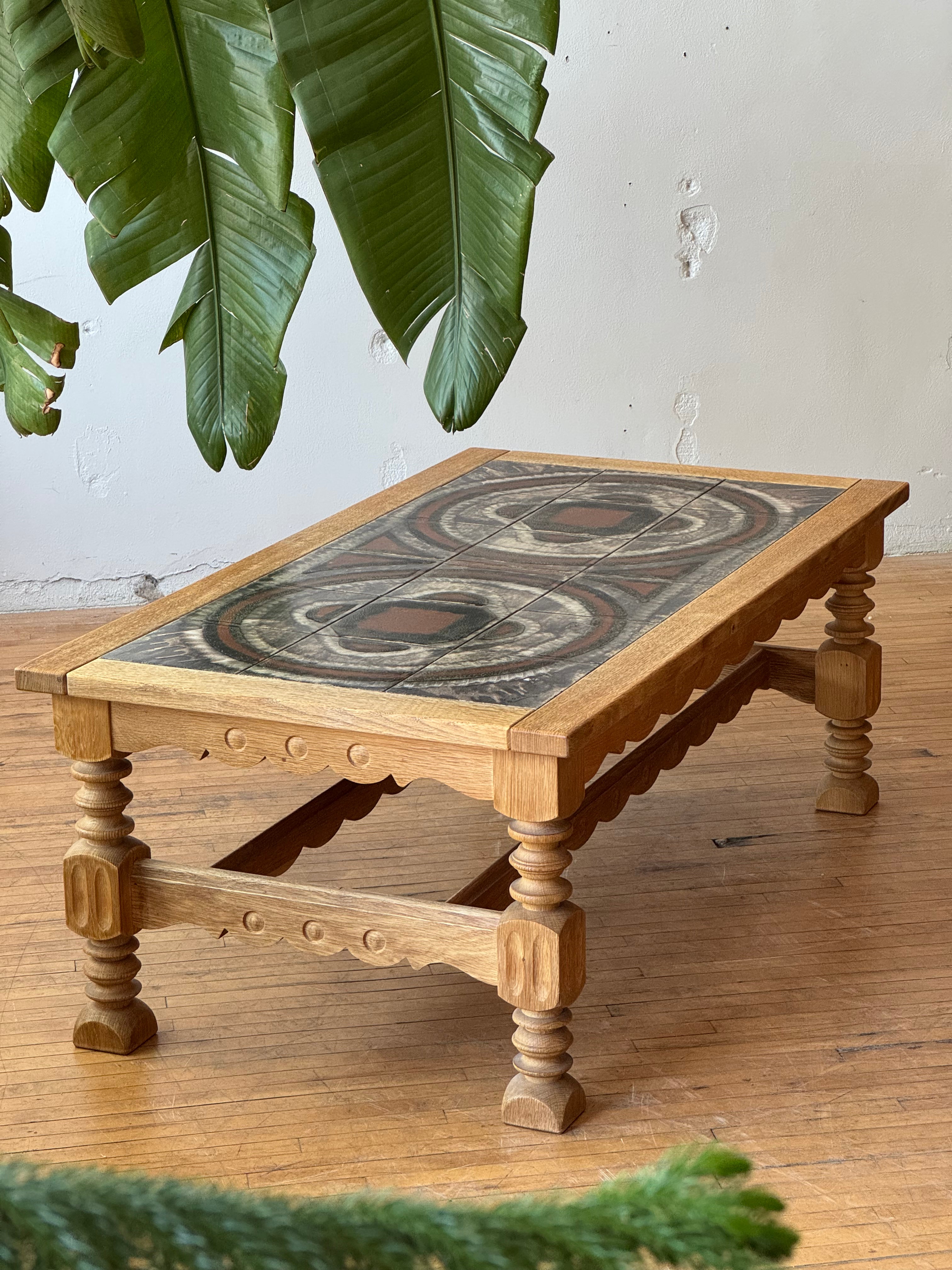 Danish Oak & Tile Coffee Table #3700