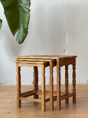 Oak & Tile Nesting Tables #3433