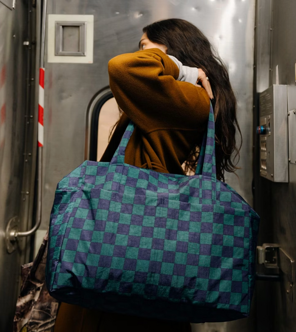 Cloud Carry On - Navy Green Check