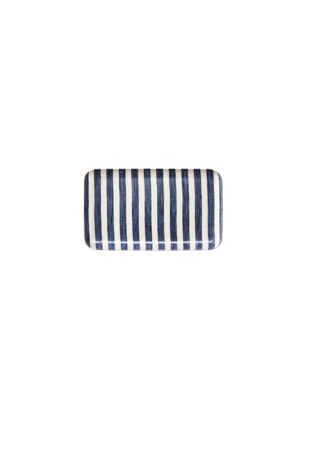 Small Linen Tray: White Blue Stripe