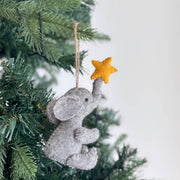Elephant with Star Felt Ornament