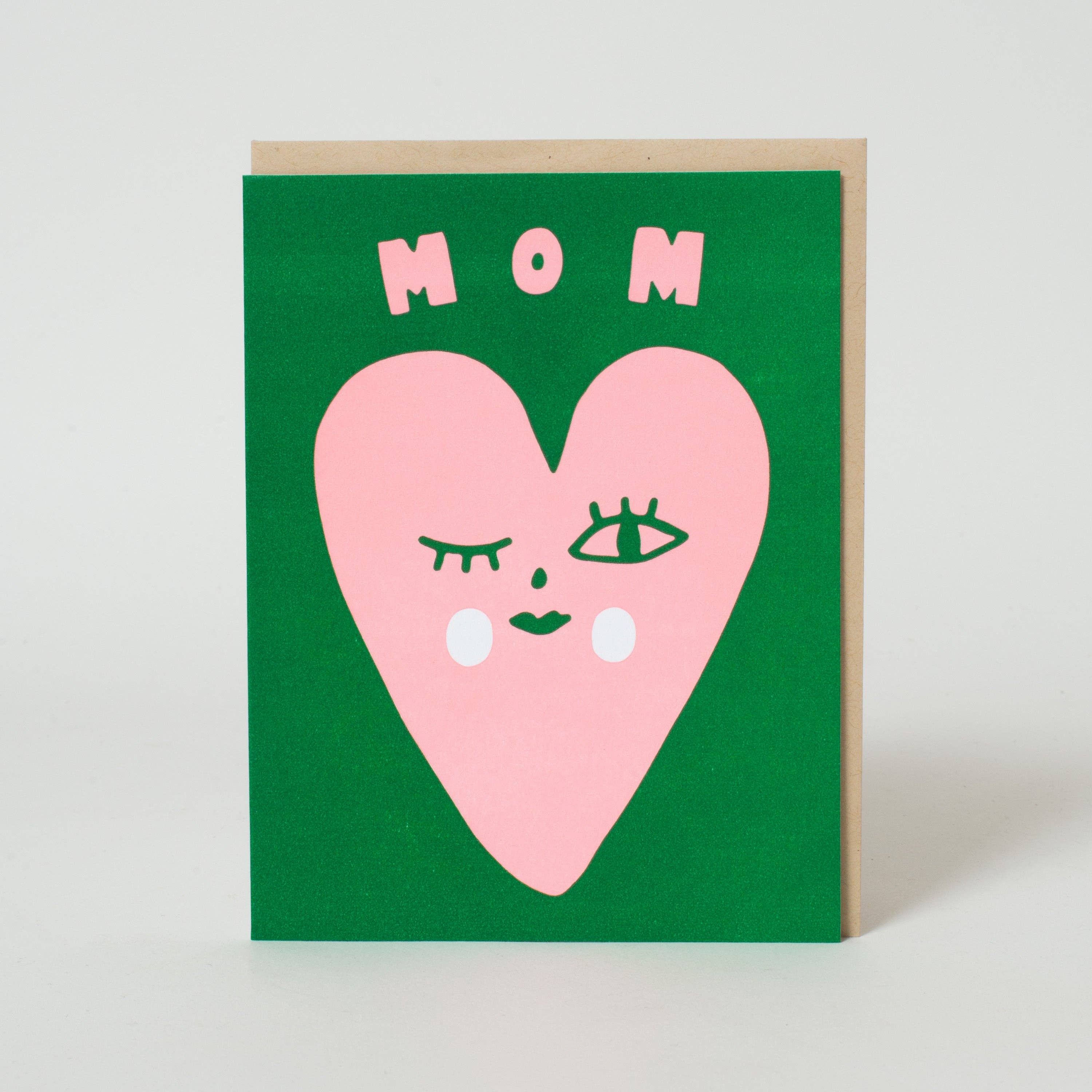 Mom Heart Face Greeting Card