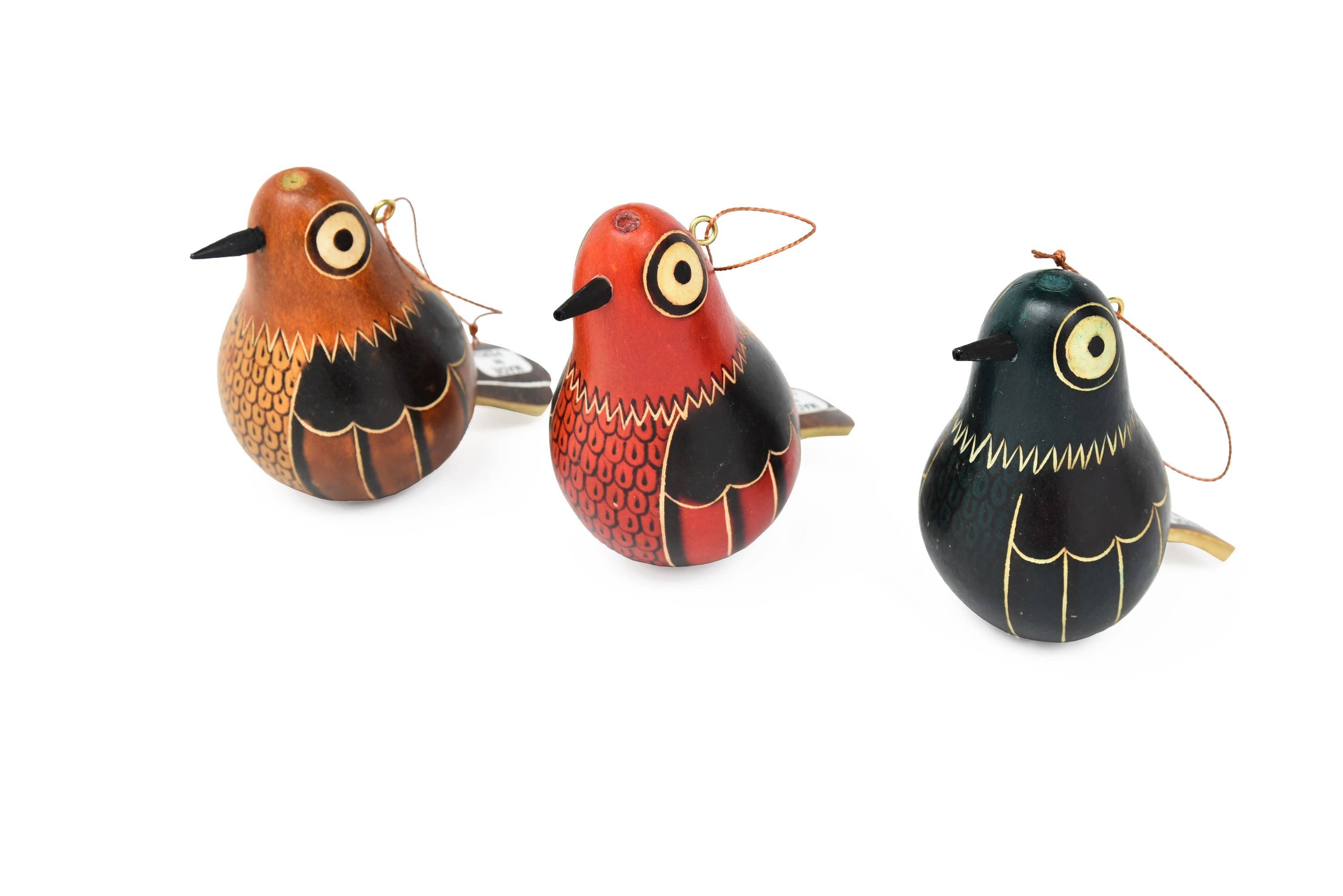 Gourd Sitting Pigeon Multicolored Bird Ornament Hand Carved