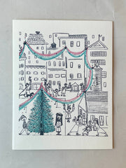 Festive Town Square Holiday Card