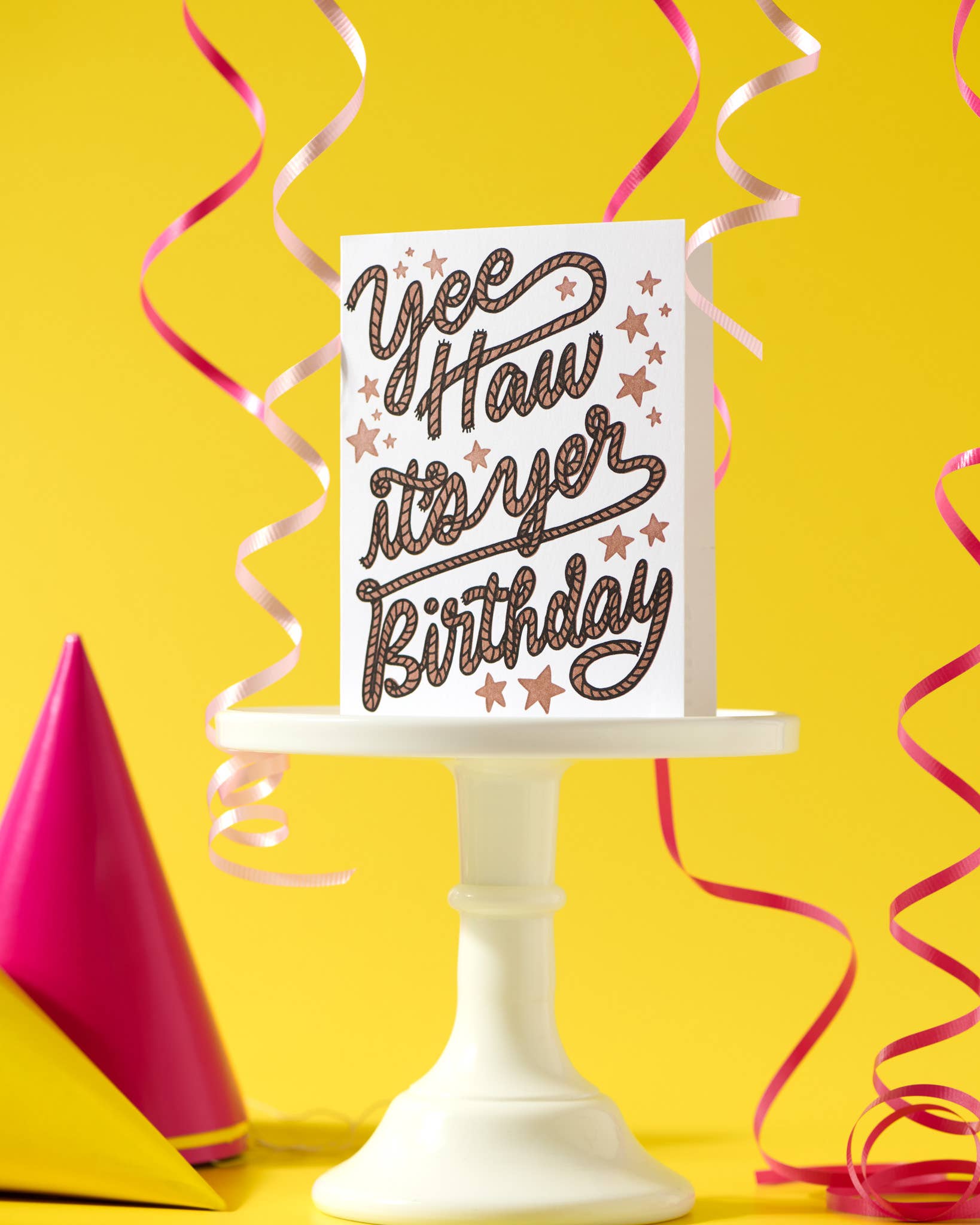 Letterpress Birthday Card—Yee Haw (Rope, Western)