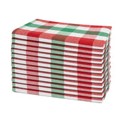 Checkered Plaid Organic Cotton Dinner Napkins, 20"x20": Red Green & White