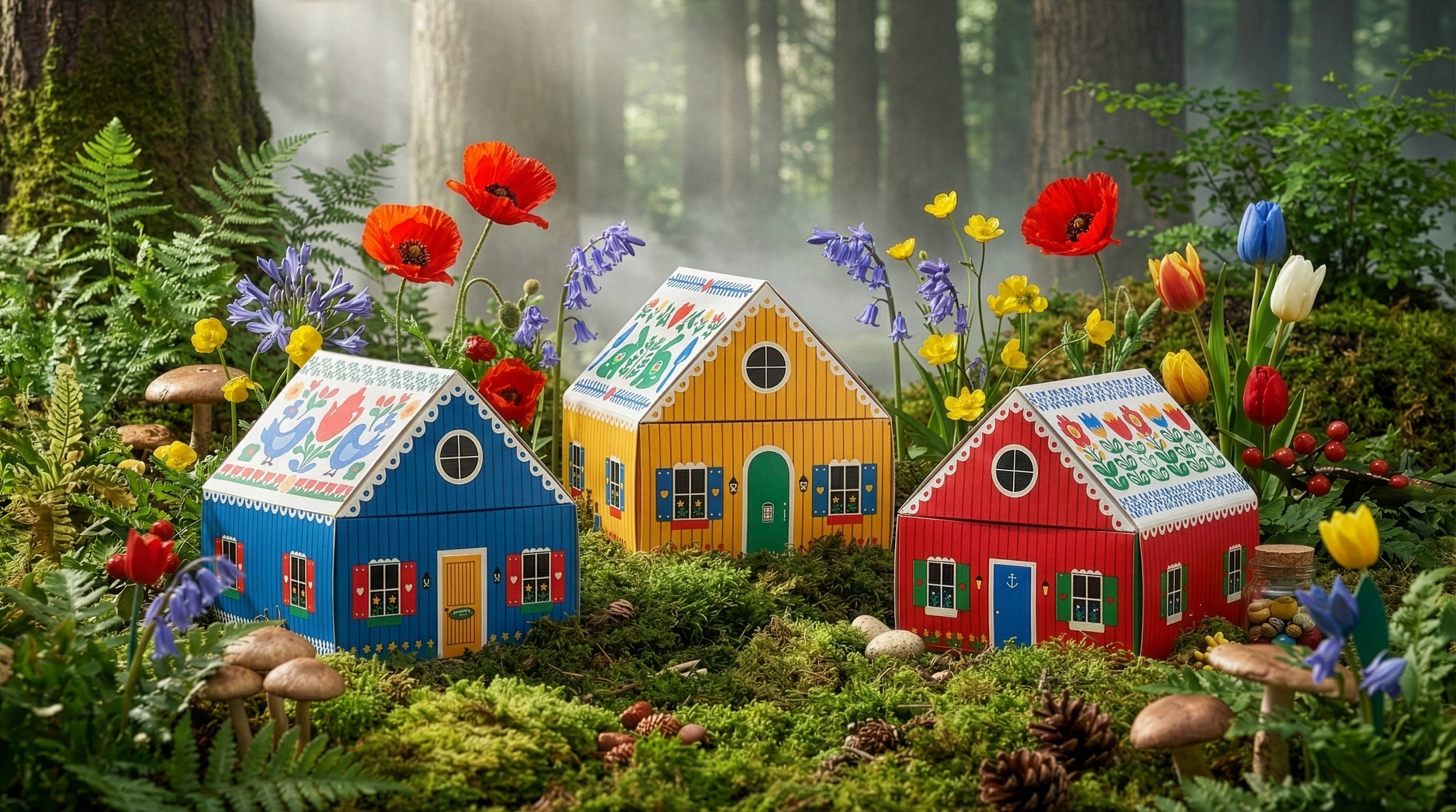 Swedish Matchbox Cottage: Yellow, Blue & Red
