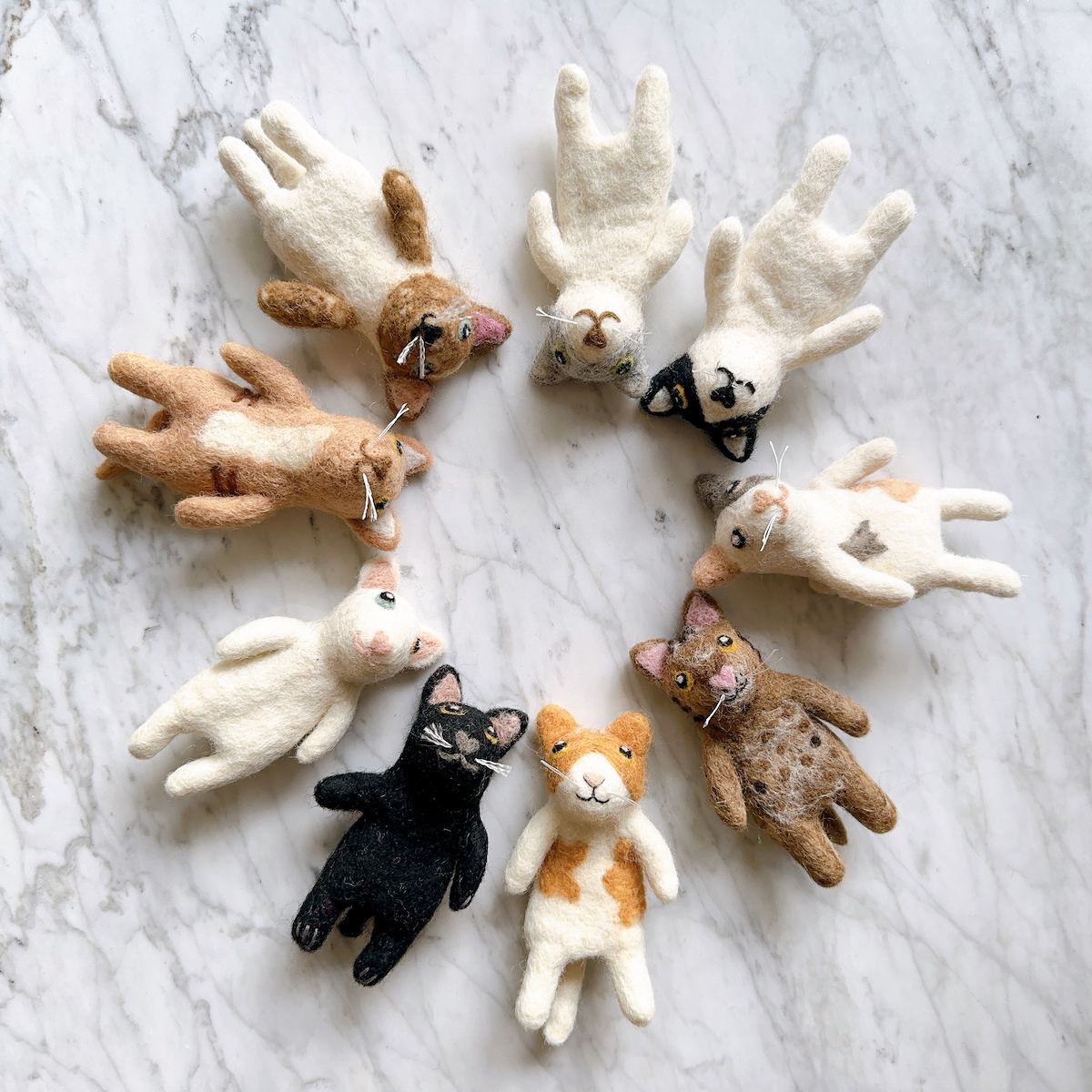 Felt Cat Finger Puppet Set