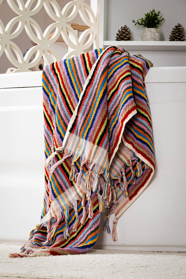 Striped Bath Towel: Rainbow