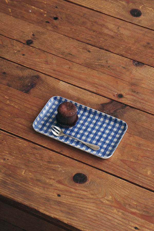 Linen Coated Tray (S) Blue and White Check