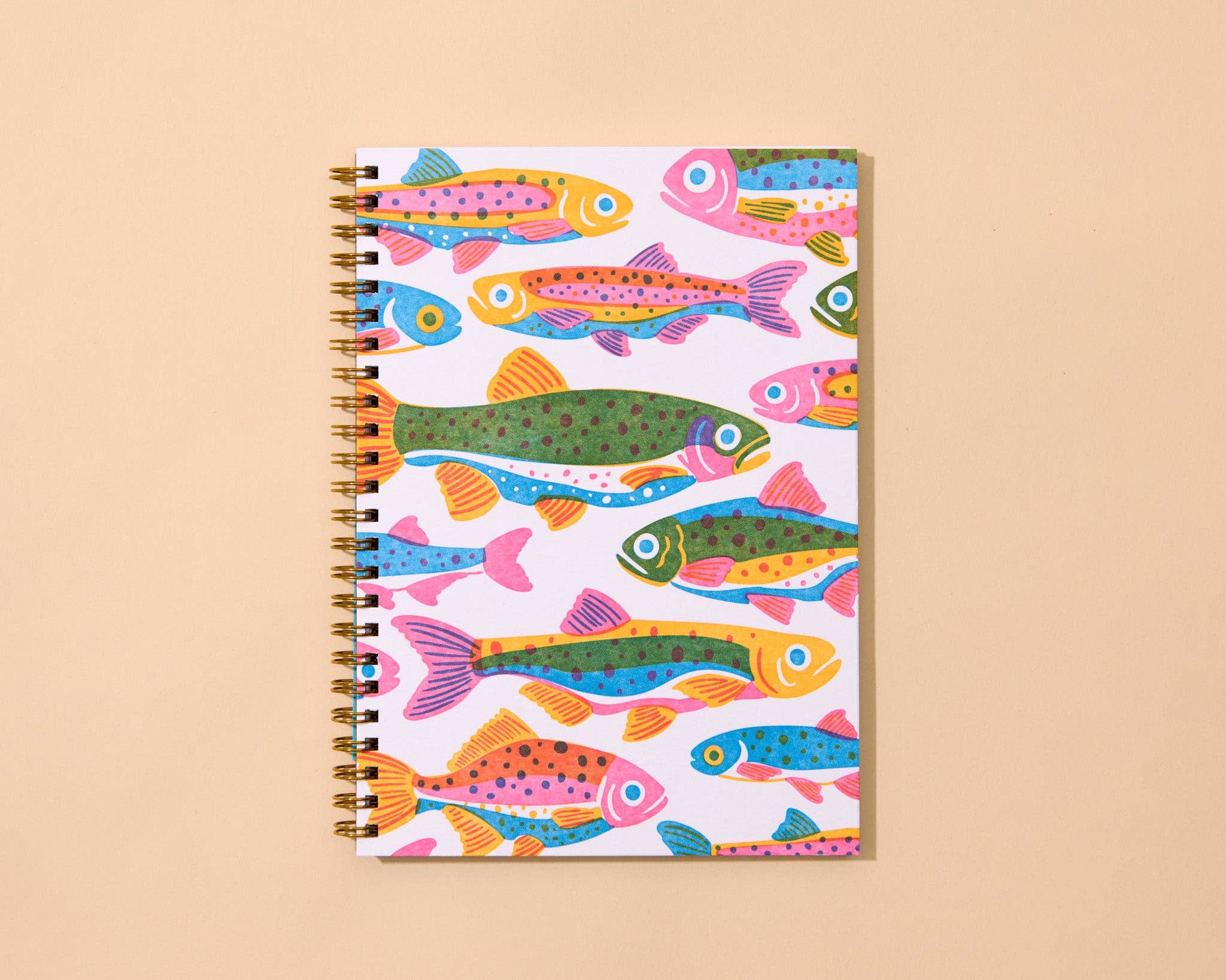 Letterpress A5 Spiral Notebook—Rainbow Trout