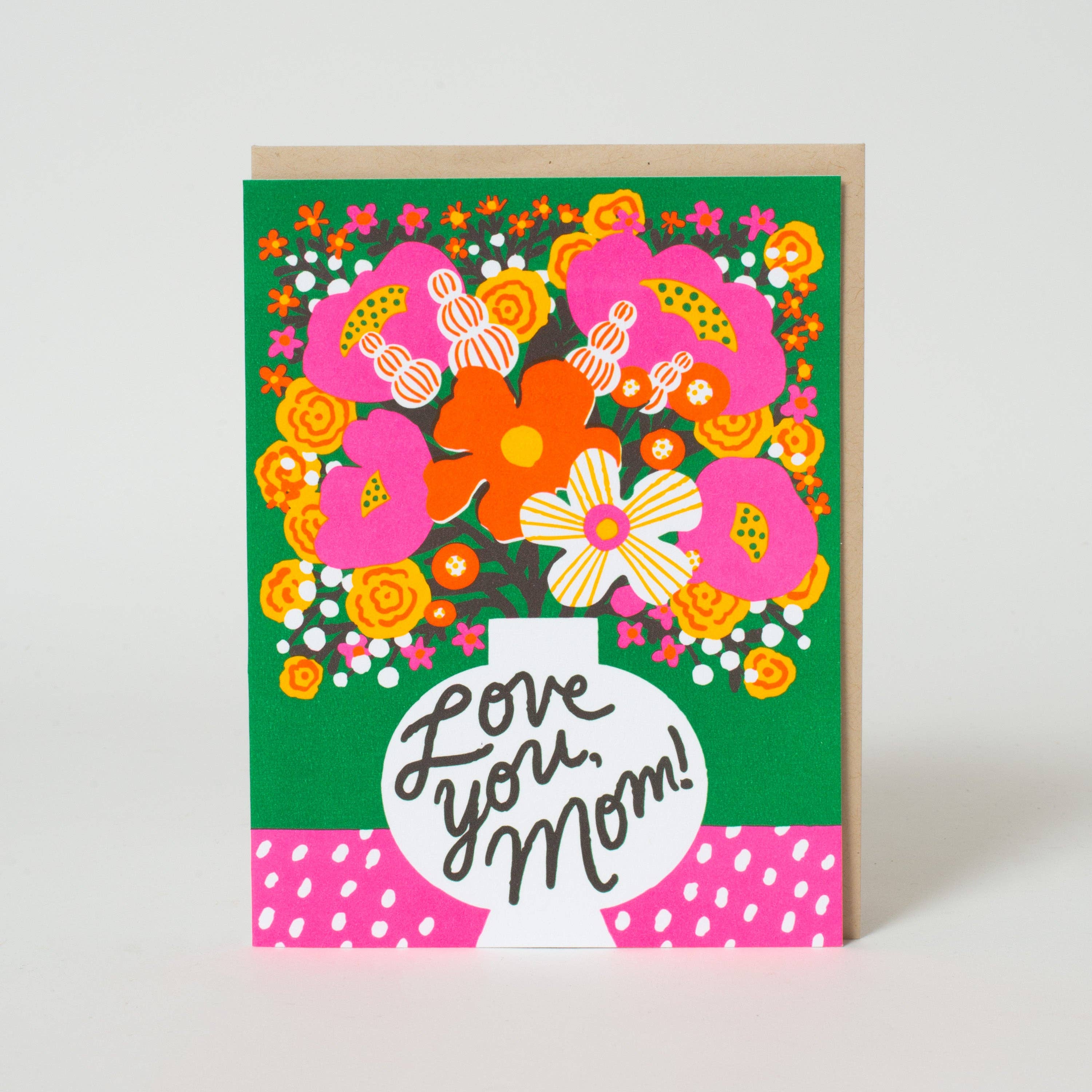Love You Mom Flowers Greeting Card
