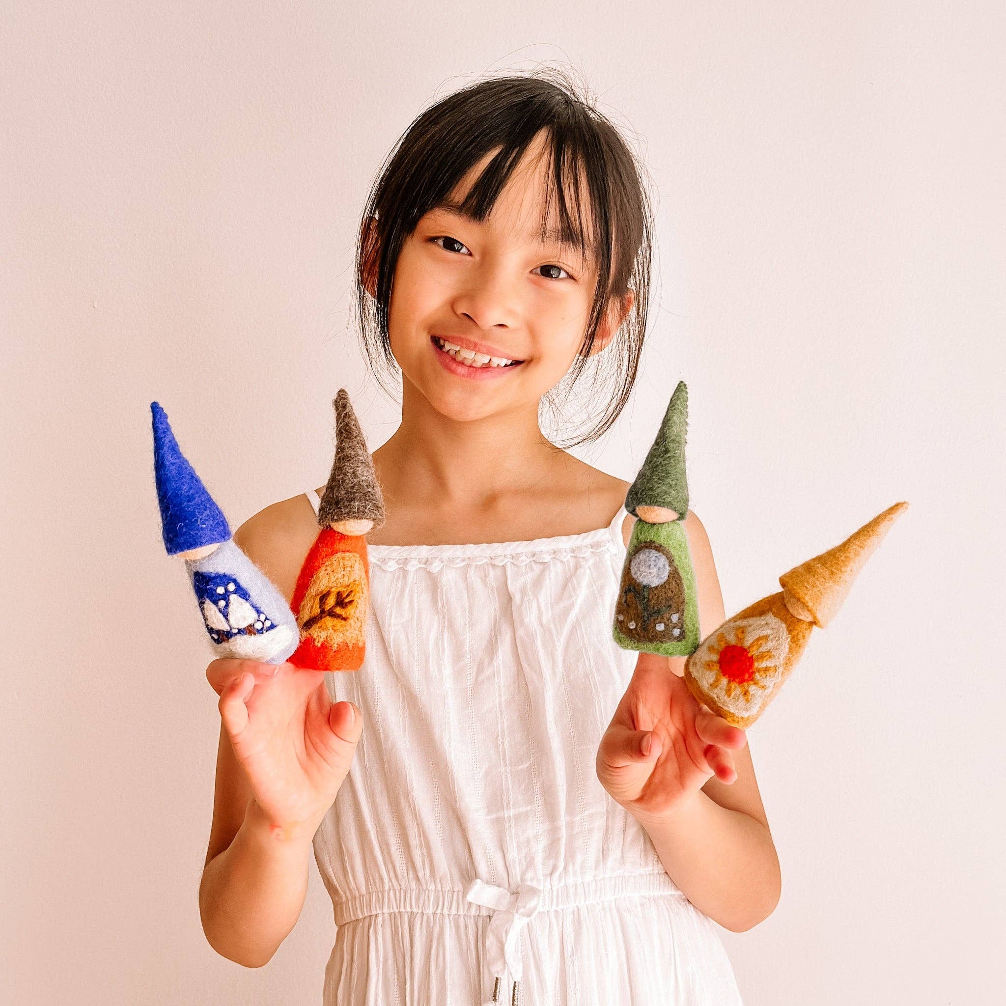 Four Seasons Gnome Felt Finger Puppet