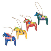 Handmade Dala Horse Wood Ornaments: Bright