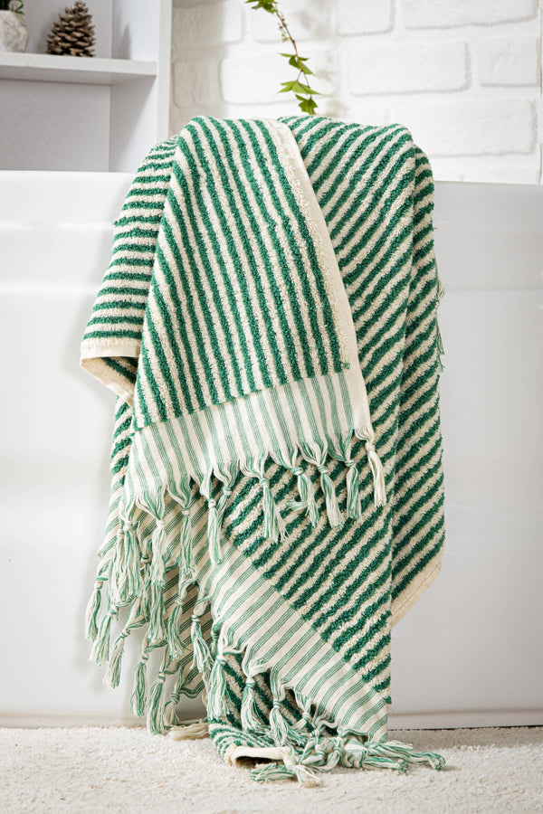 Striped Turkish Bath Towel : Benetton Green