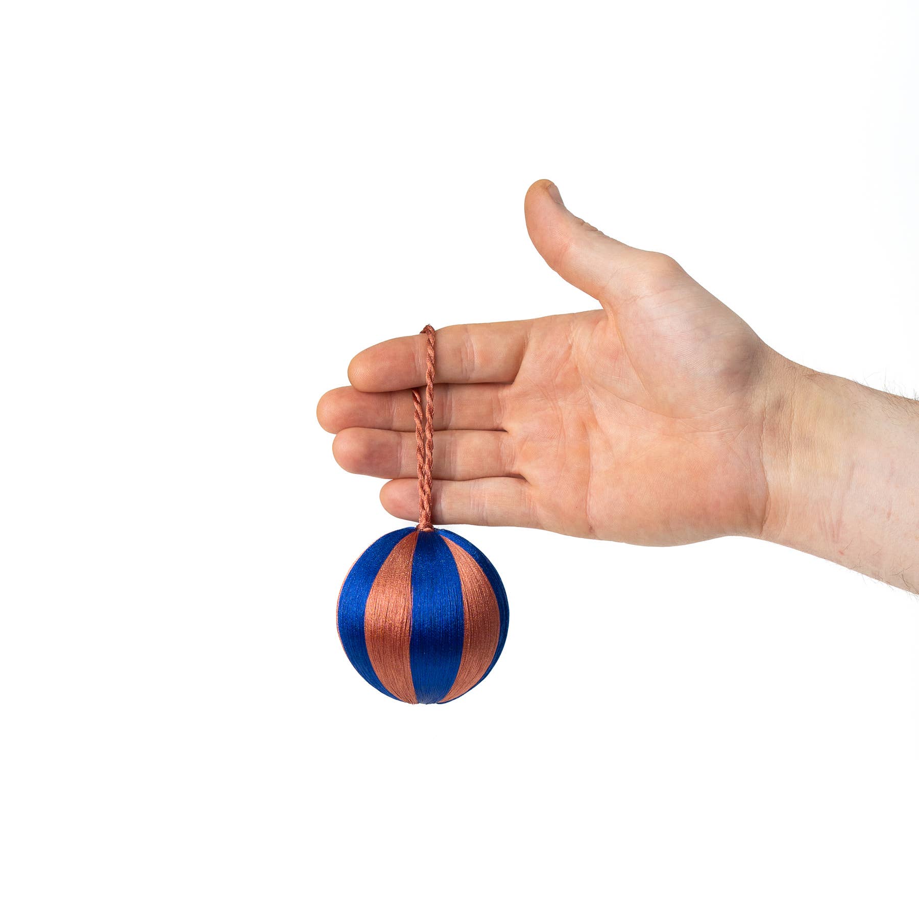 Stripe Bauble Ornament 3" : INDIGO BLUE/TERRACOTTA