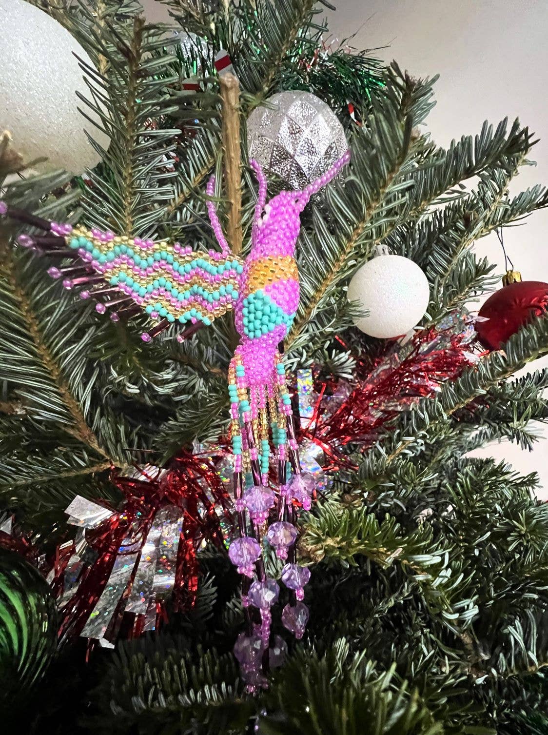 Beaded Hummingbird Seed Bead Ornament