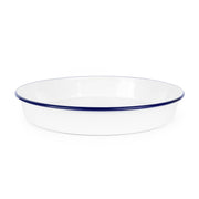 Vintage Enamelware Cocktail Tray: Blue Rim