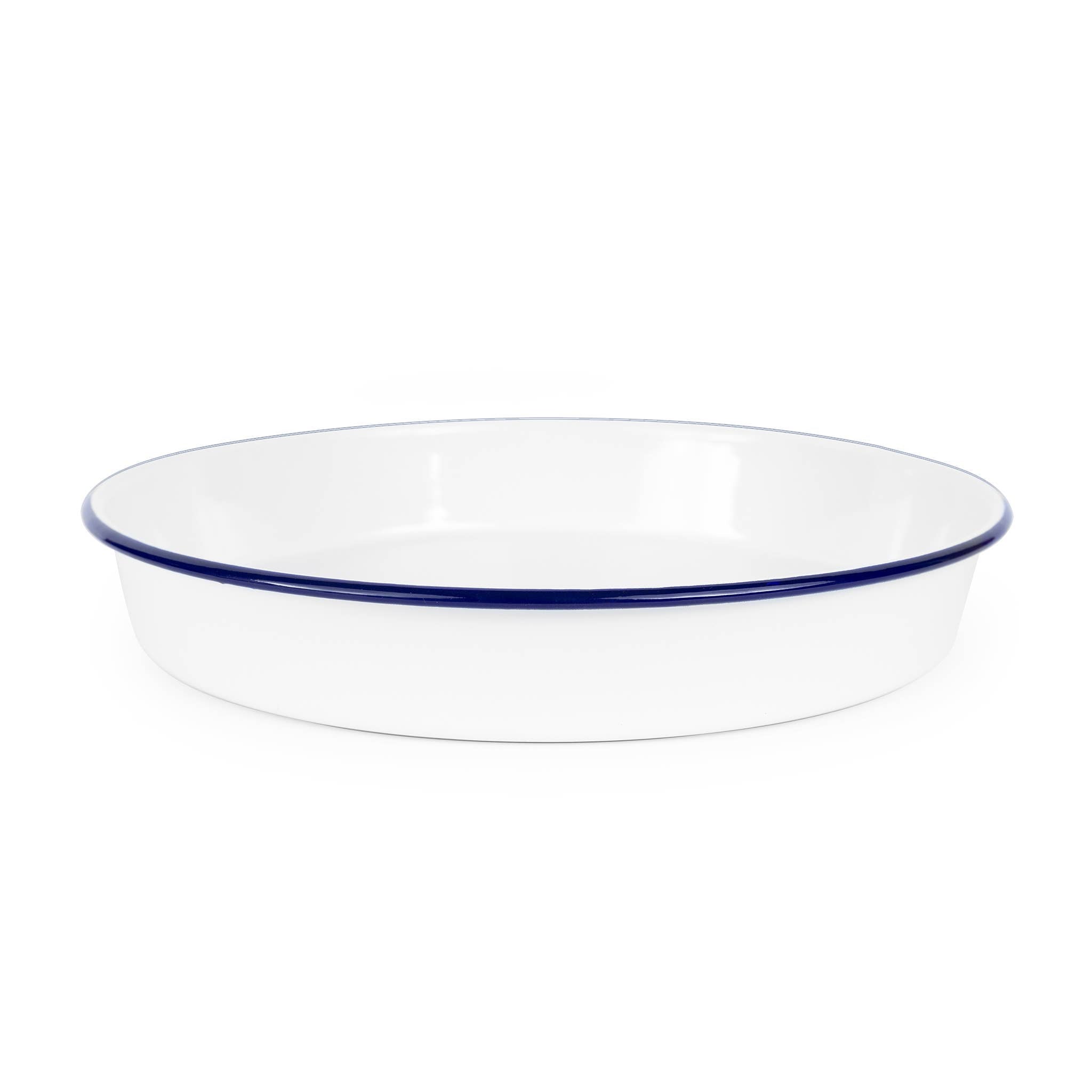 Vintage Enamelware Cocktail Tray: Blue Rim