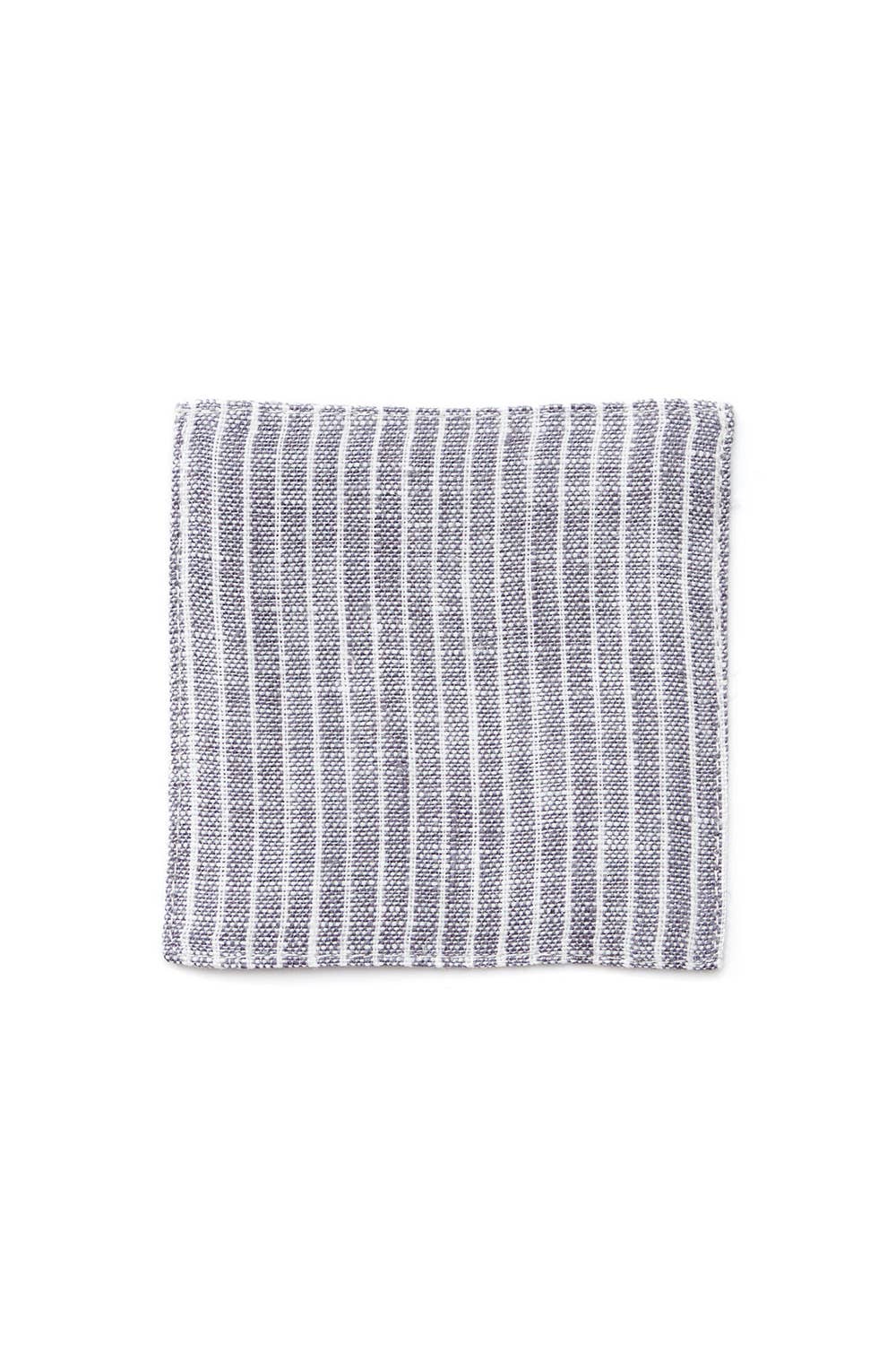 Linen Coaster: Grey White Stripe