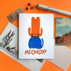 Meowdy Cat  Risograph Greeting Card