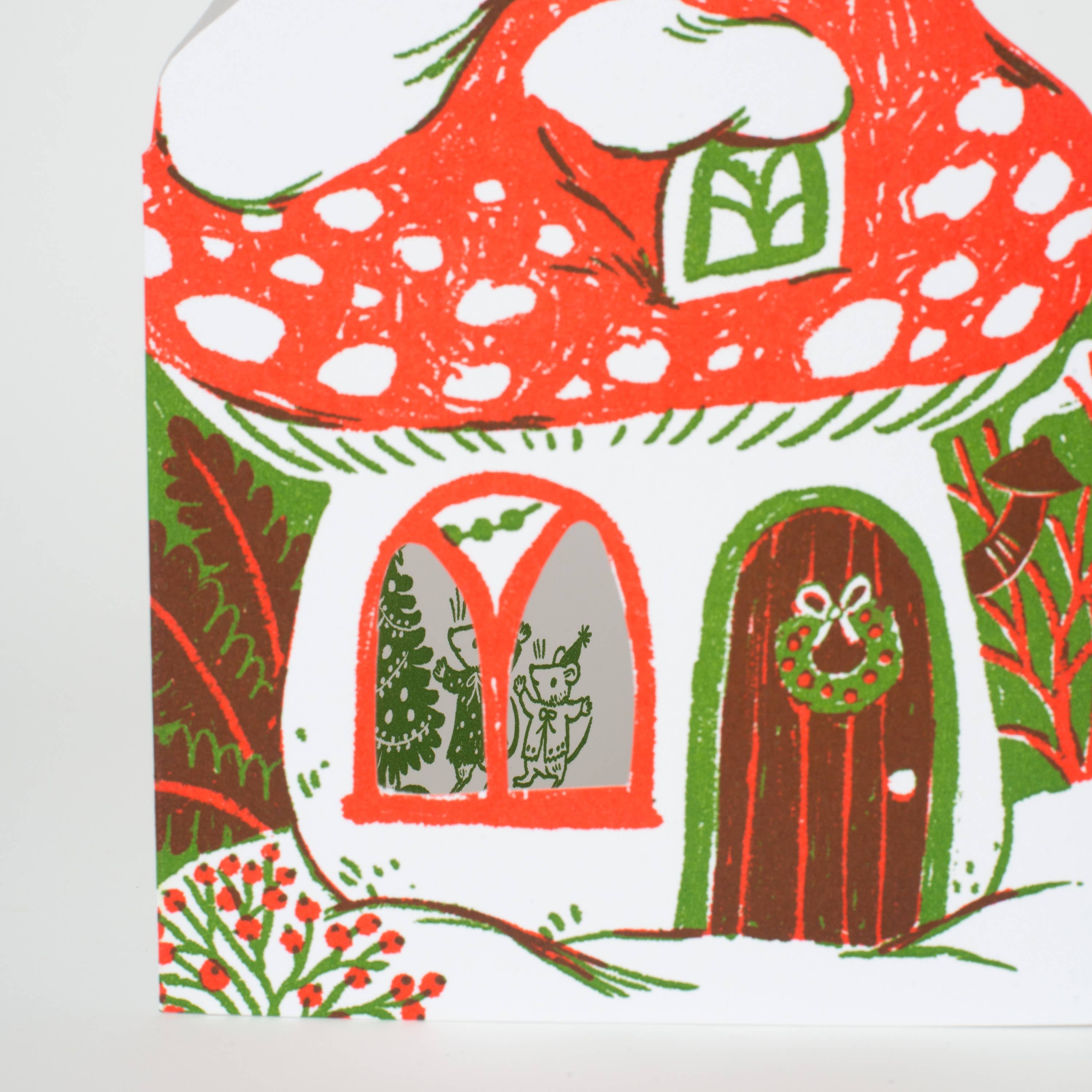 Merry Mushroom House Holiday Greeting Card