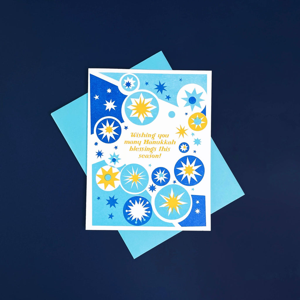 Hanukkah Blessings Risograph Card 