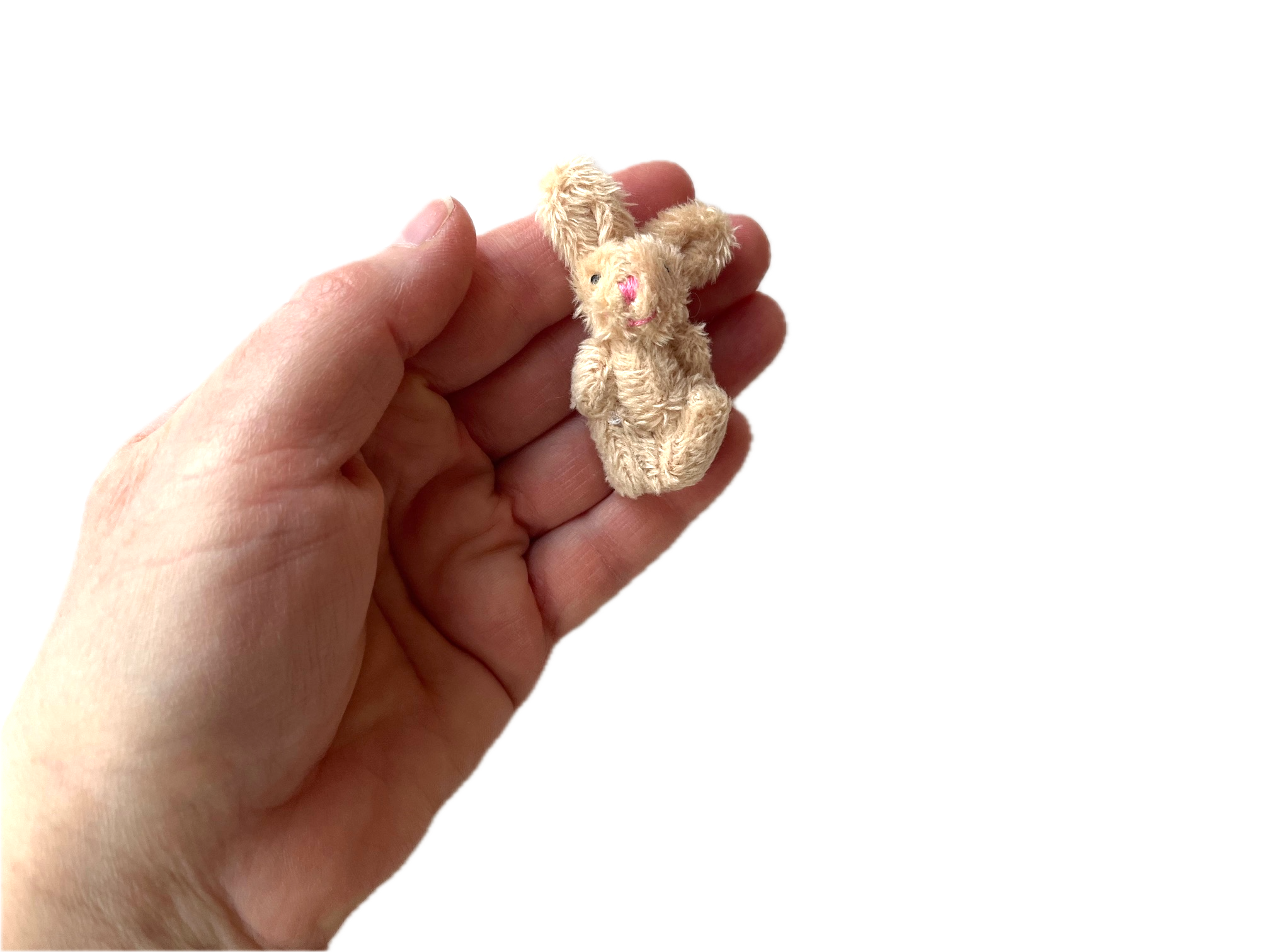 Tiny Beige Stuffed Bunny Rabbit  