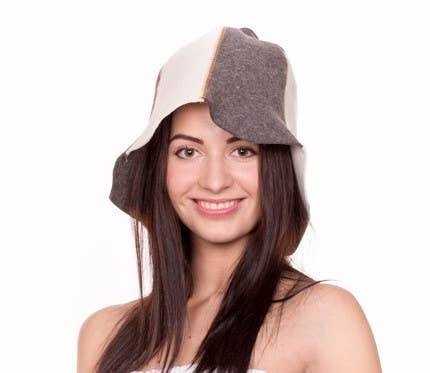 Paneled Sauna Bath Hat: Grey and White