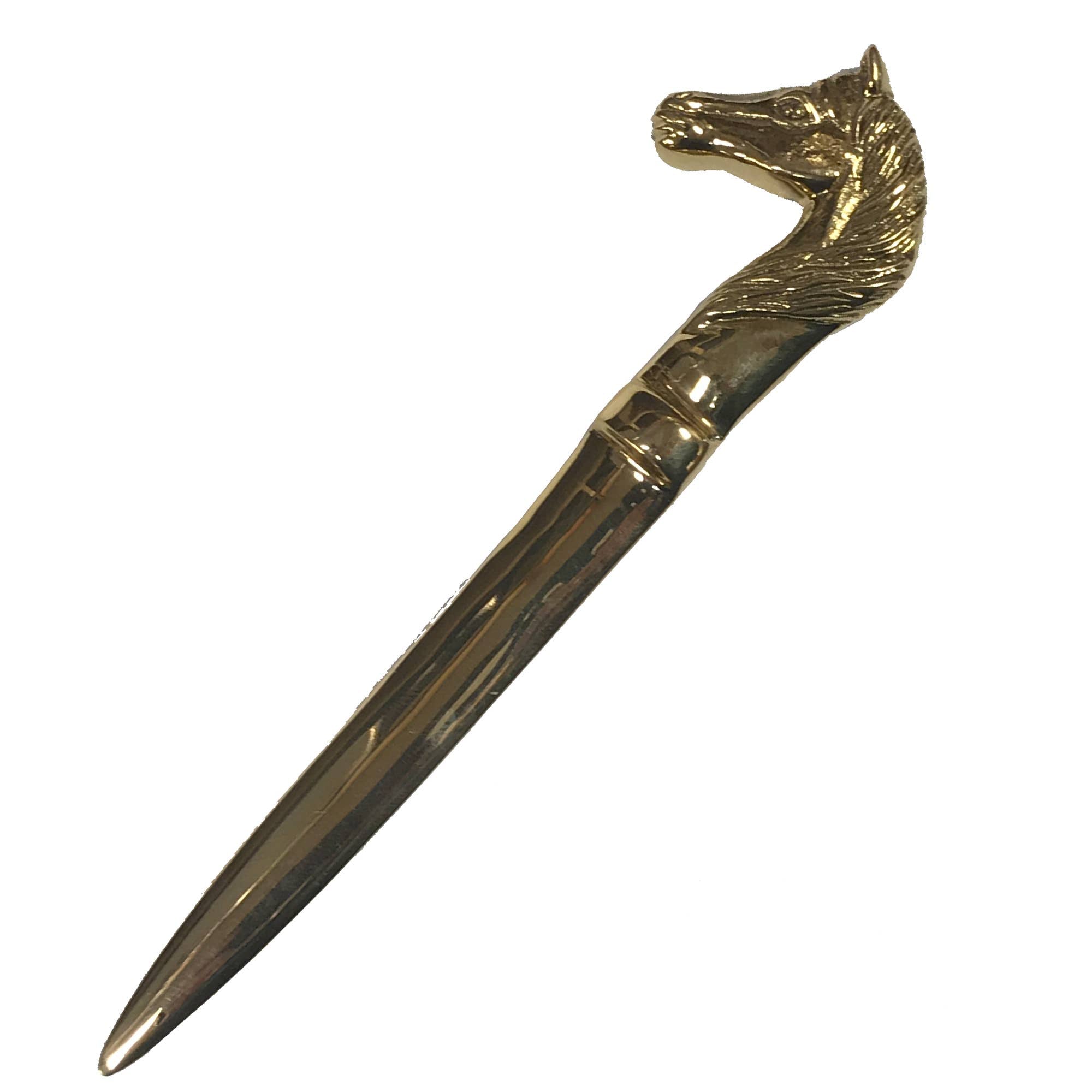 Solid Polished Brass Horse Head Letter Opener, 6-1/4”