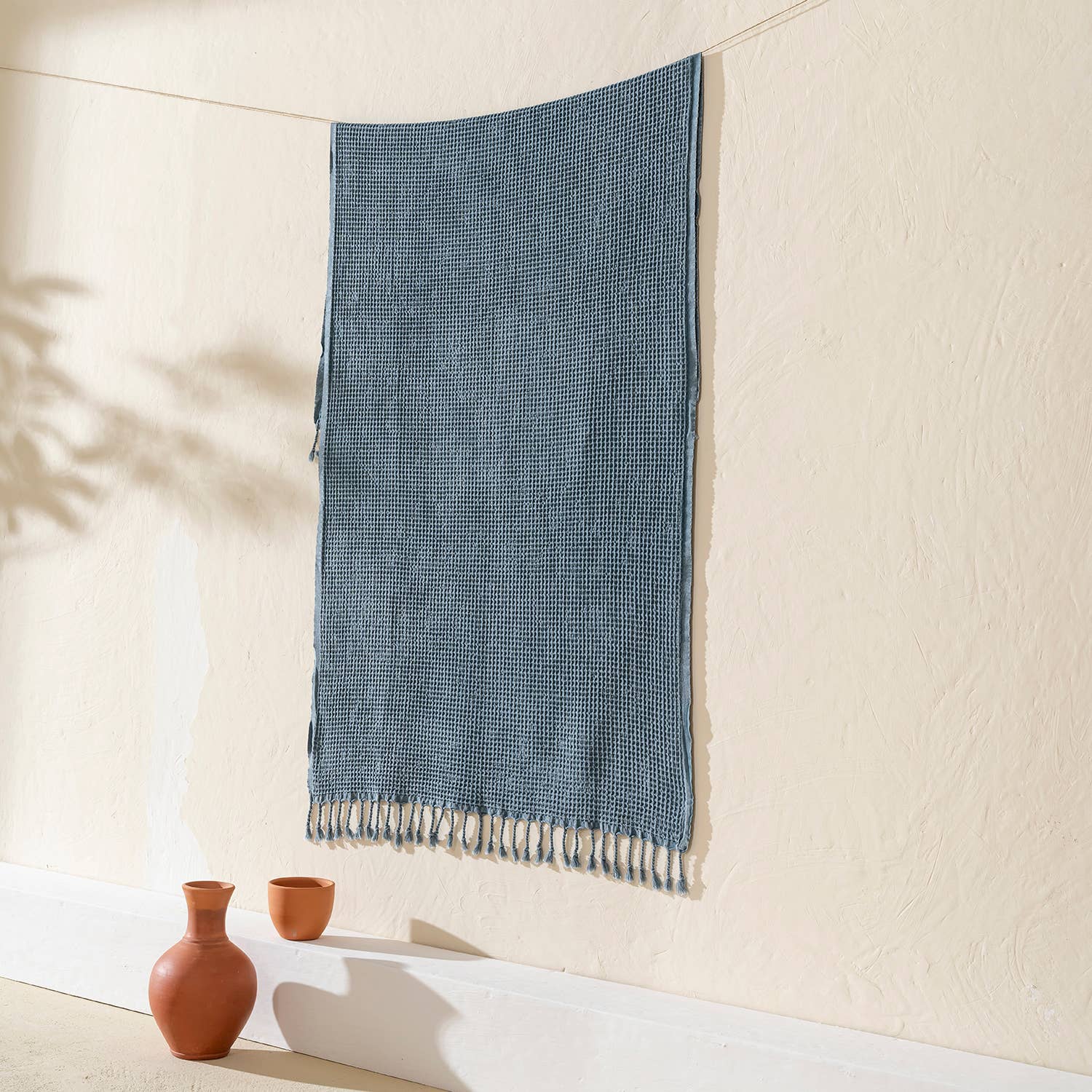 Stonewashed Waffle Beach Towel Turkish Hamam Fouta Vintage