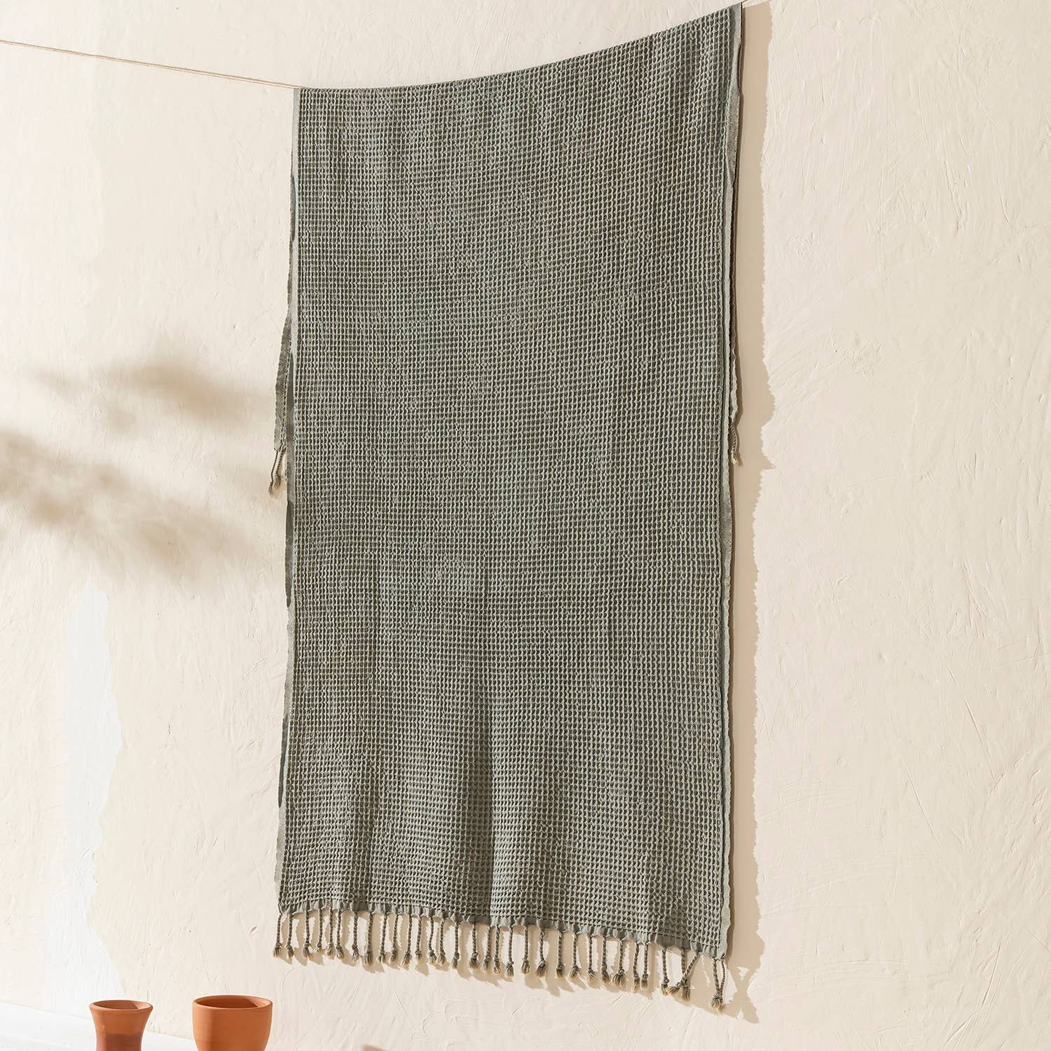 Stonewashed Waffle Beach Towel Turkish Hamam Fouta Vintage