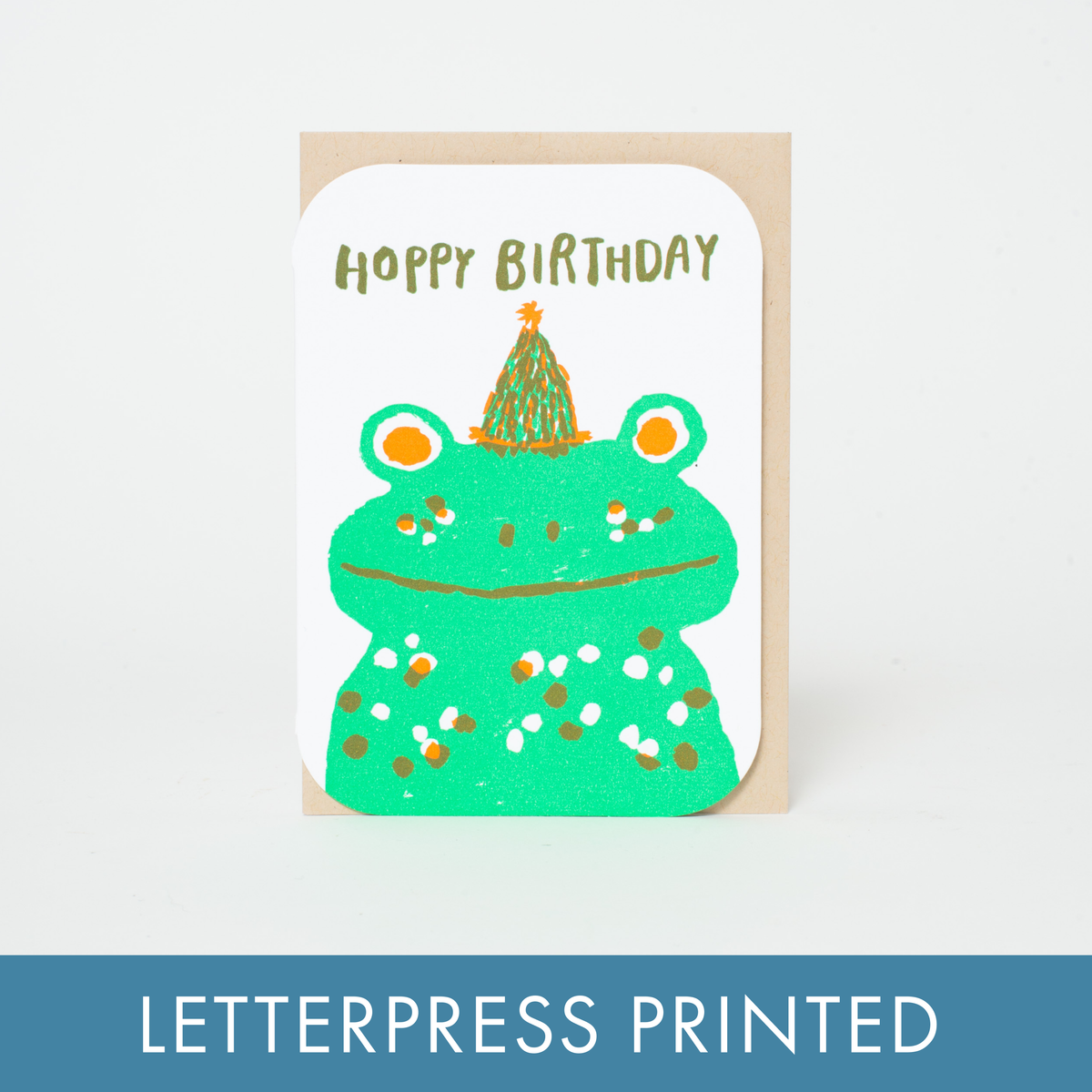 Hoppy Birthday Frog Letterpress Greeting Card