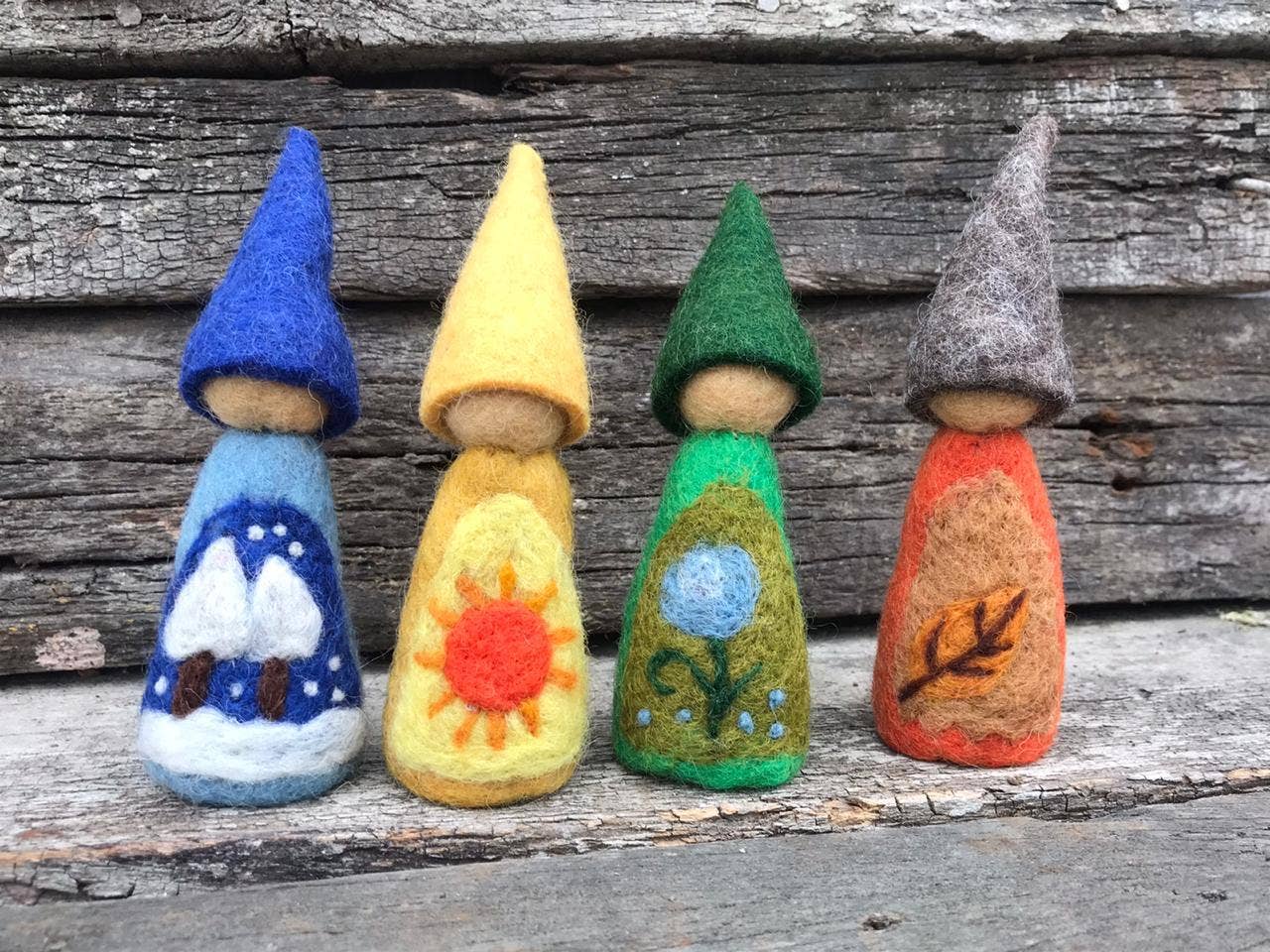 Four Seasons Gnome Felt Finger Puppet