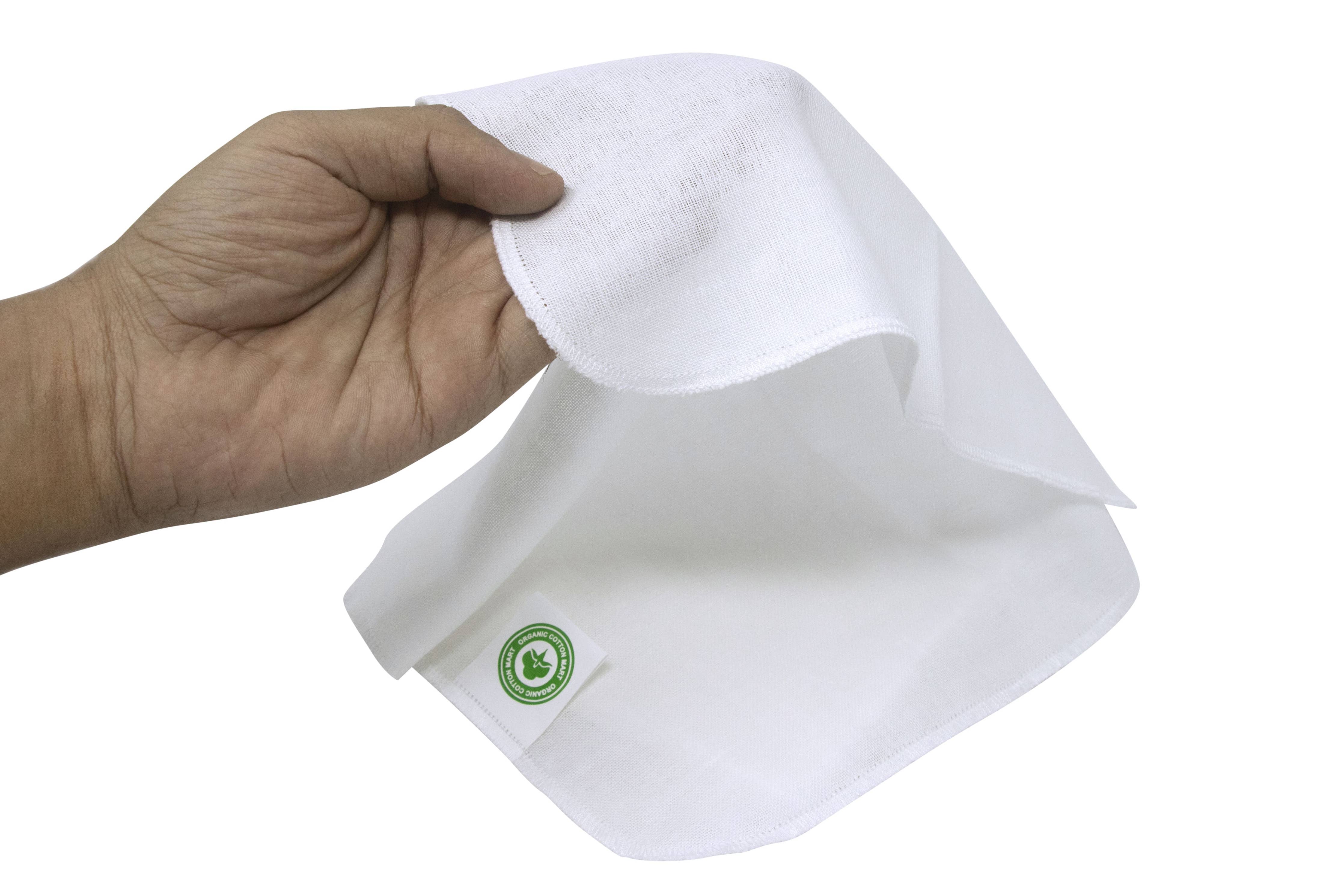 Set of 10 Organic Cotton Muslin Baby Wipes, 10”x10” : Natural