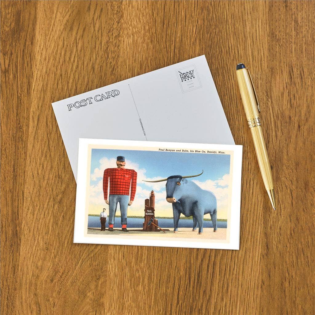 Paul Bunyan and Babe, Bemidji Postcard