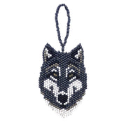Beaded Wolf Head Seed Bead Ornament