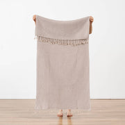 Turkish Stonewashed Waffle Beach Towel - Light Grey