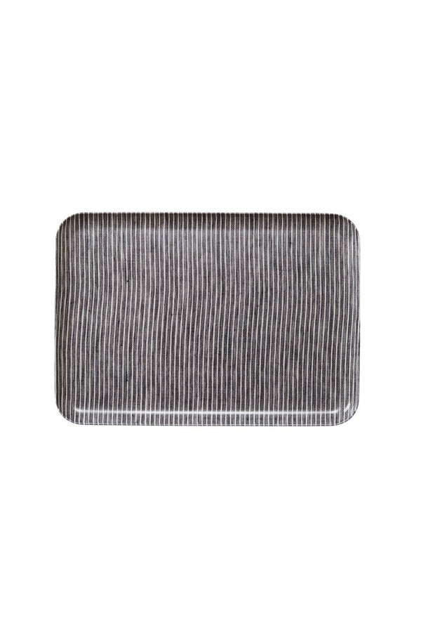 Linen Coated Tray (M) Grey White Stripe