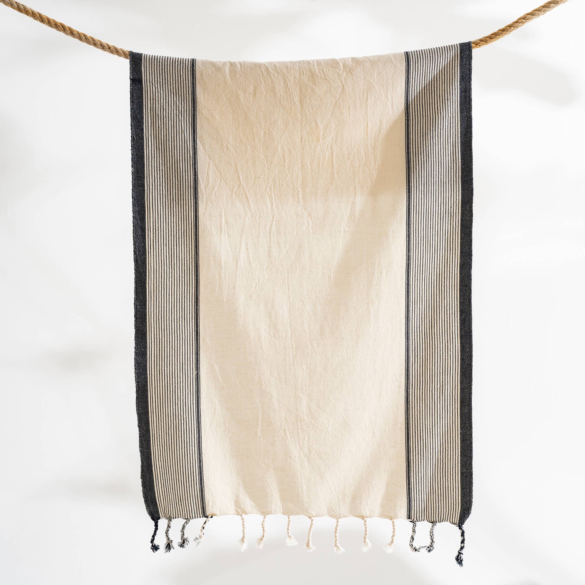 Turkish Bath/Beach/Sauna Mid Weight Towel - Grey Striped