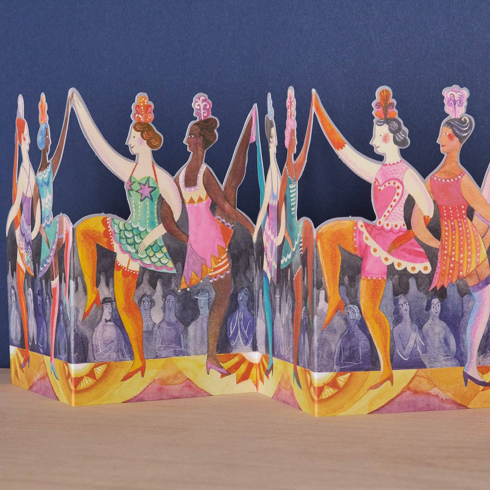Cabaret Dancers Die-Cut Greeting Card