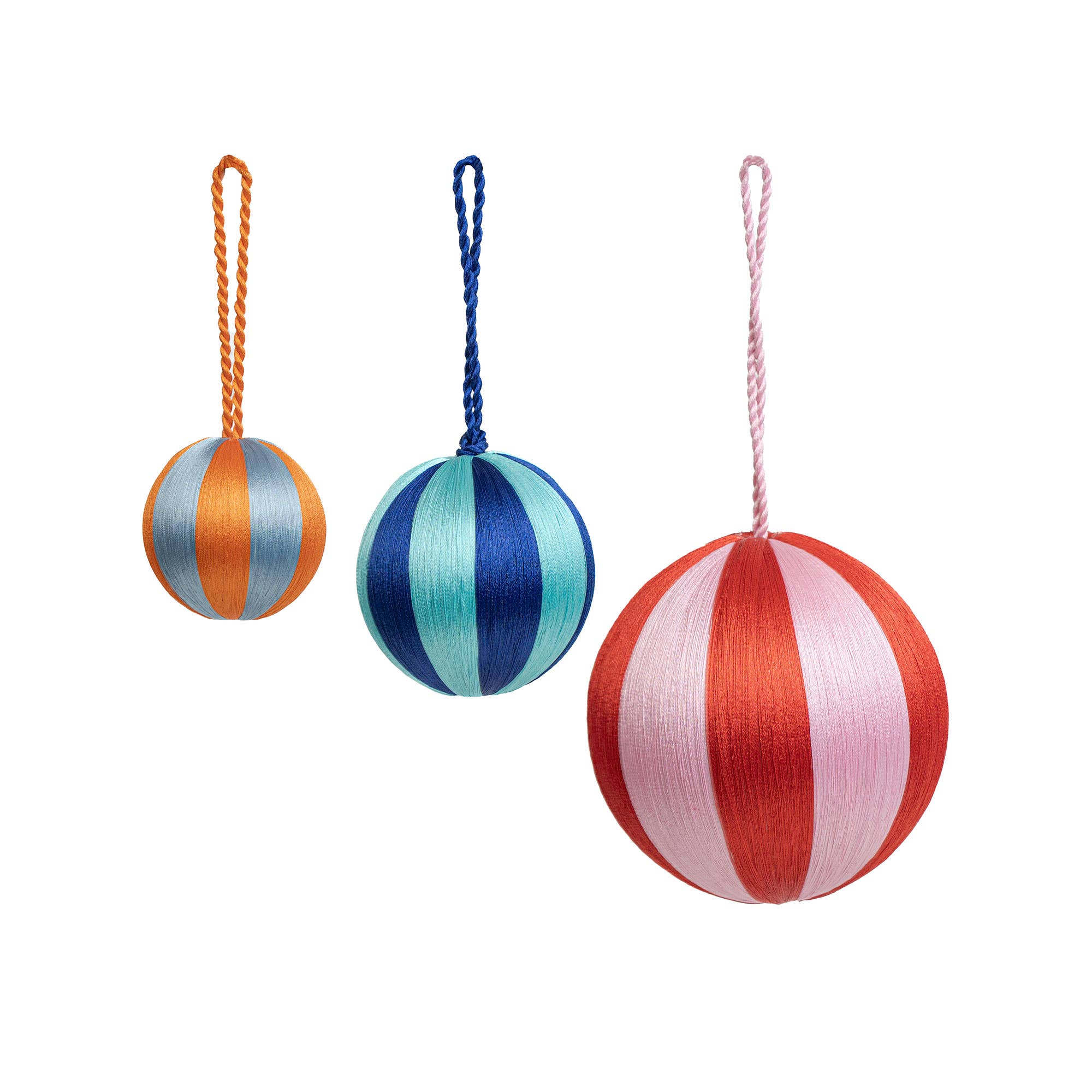 Stripe Bauble Ornament 3": DARK GREEN / LIGHT BLUE