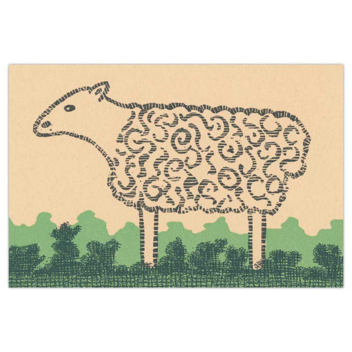Postcard - vintage sheep illustration, 1930s