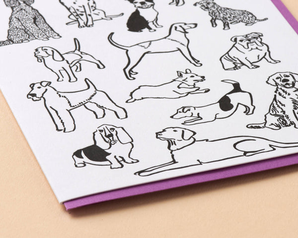 Dog Pile Letterpress Greeting Card - Pet Parent : Single Card