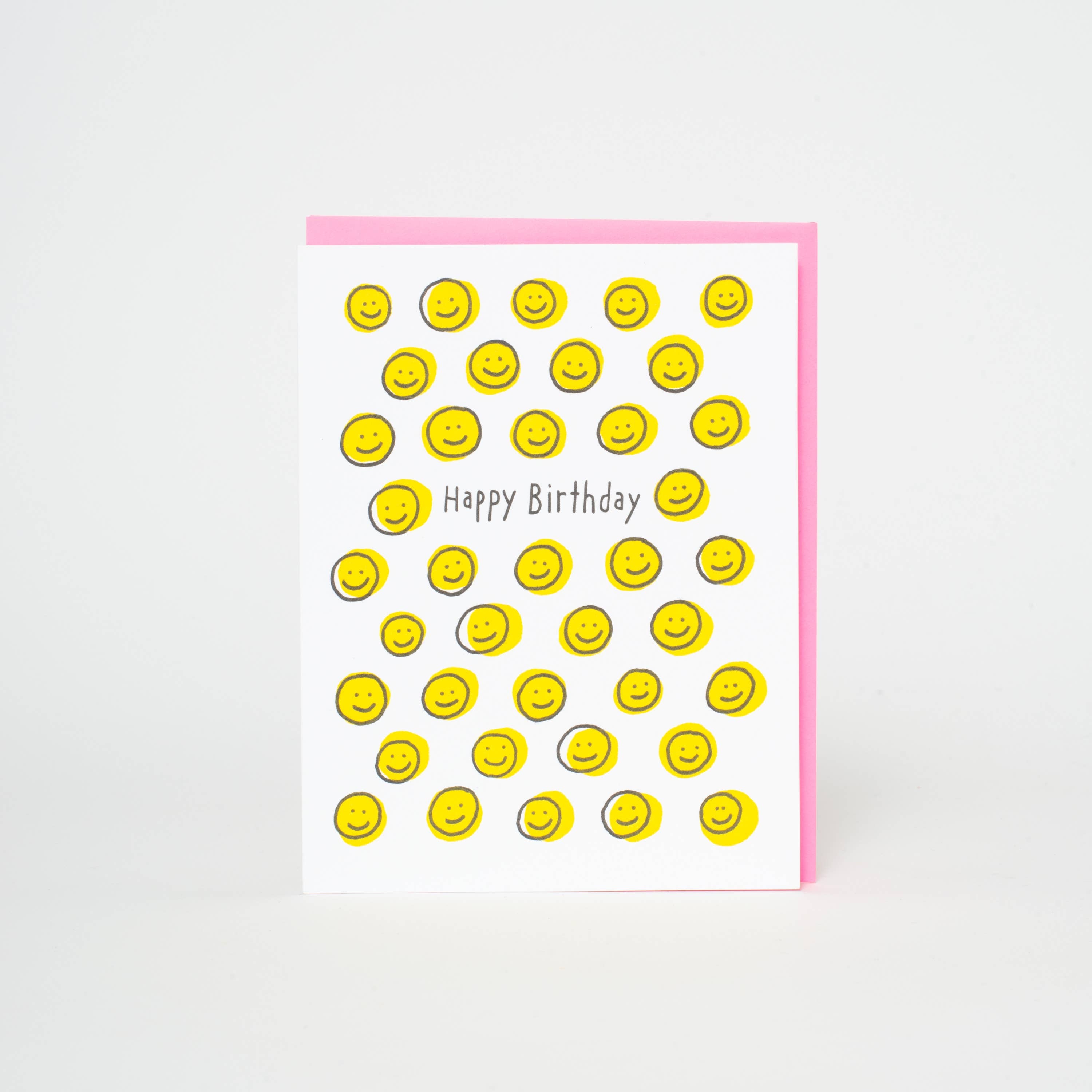 Happy Face Birthday Letterpress Greeting Card