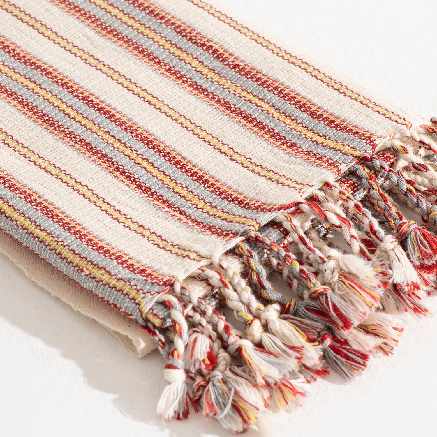 Turkish Stonewashed Waffle Beach Towel - Striped (Blue, Red, Yellow)