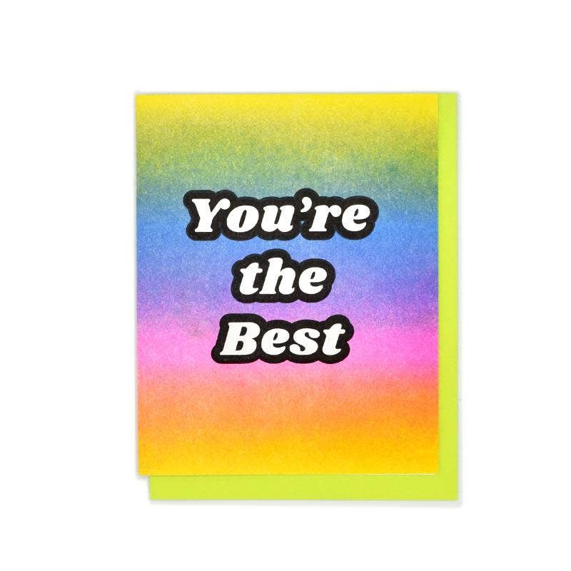 "You're the Best" Rainbow Gradient Risograph Card